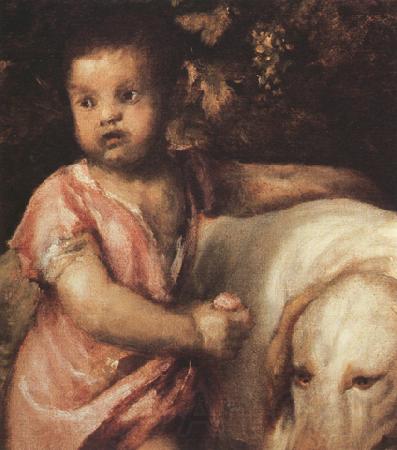 Titian The Child with the dogs (mk33) Norge oil painting art