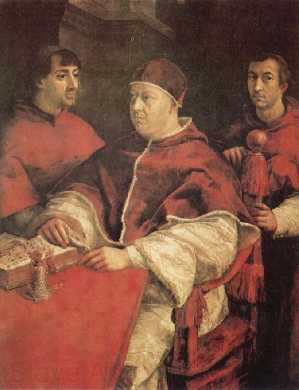 Raphael Pope Leo X with Cardinals Giulio de'Medici and Luigi de'Rossi France oil painting art
